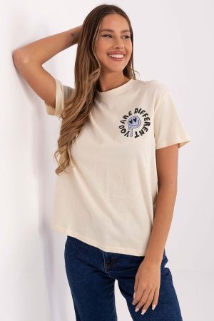 Beige Graphic T-shirt with “You Are Different” and “I Like You” Print