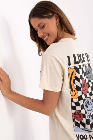 Beige Graphic T-shirt with “You Are Different” and “I Like You” Print