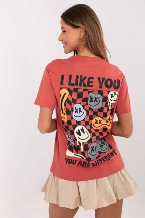 Clay Red Graphic T-shirt with “You Are Different” and “I Like You” Print