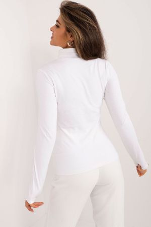 White Women’s Cotton Turtleneck with Long Sleeves