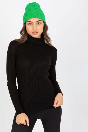 Black Ribbed Women’s Turtleneck Sweater