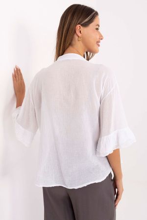 White Cotton Shirt in Boho Style