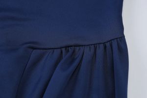 Elegant Dark Blue Midi Dress with Thin Straps and A-Line Skirt