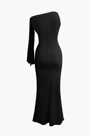 One-Shoulder Black Dress with Clean Straight Cut