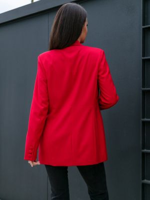 Women’s Red Blazer with Statement Silhouette