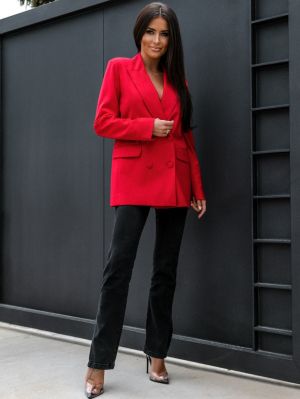 Women’s Red Blazer with Statement Silhouette