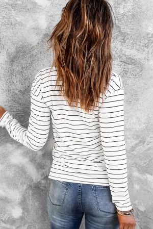 Women’s Long Sleeve Striped Blouse with Pocket