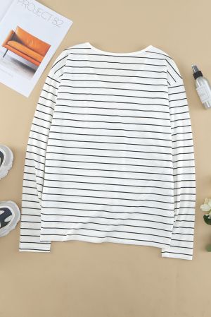 Women’s Long Sleeve Striped Blouse with Pocket