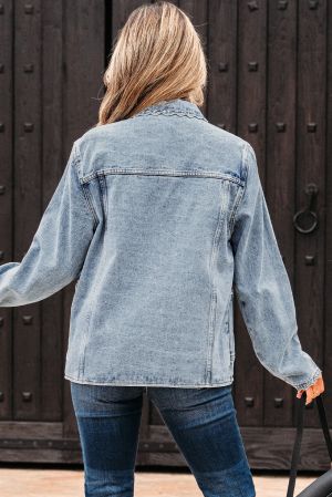 Women’s Denim Jacket with Scalloped Trim