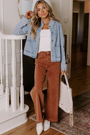 Women’s Denim Jacket with Scalloped Trim