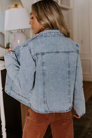 Women’s Denim Jacket with Scalloped Trim