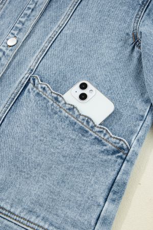 Women’s Denim Jacket with Scalloped Trim