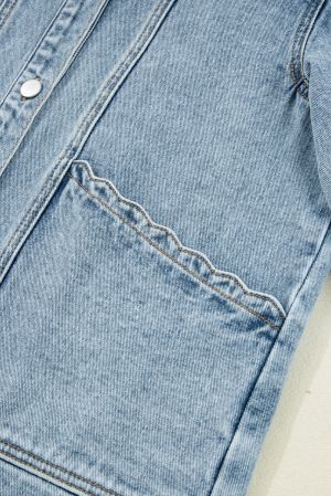 Women’s Denim Jacket with Scalloped Trim