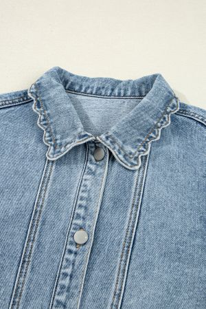 Women’s Denim Jacket with Scalloped Trim