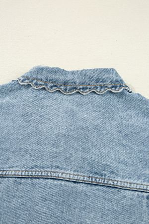 Women’s Denim Jacket with Scalloped Trim