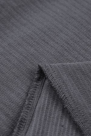 Gray Corduroy High Waist Straight Leg Pants, 100% Cotton