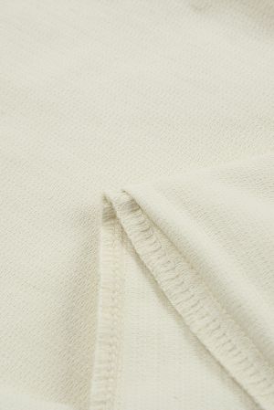 Light Beige Corduroy High Waist Straight Leg Pants, 100% Cotton