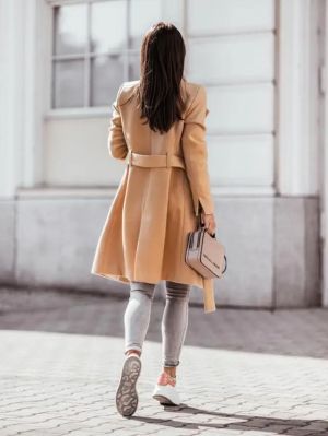Women’s Elegant Beige Coat with Classic Cut