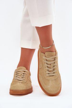 Women's Beige Suede Sports Shoes Big Star