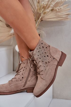 Women’s Beige Suede Ankle Boots S.Barski