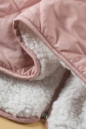 Women’s Reversible Vest with Quilted and Sherpa Sides in Pink and White