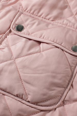 Women’s Reversible Vest with Quilted and Sherpa Sides in Pink and White