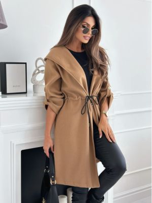 Women’s Camel Coat with Waist Tie