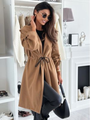 Women’s Camel Coat with Waist Tie