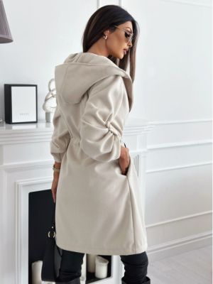 Women’s Light Beige Coat with Waist Tie
