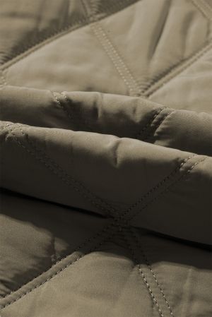 Women's Jungle Green Quilted Puffer Jacket with Teddy Collar and Pockets