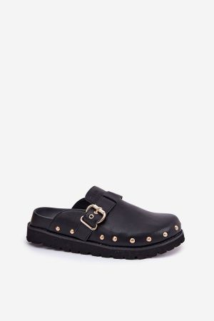 Women’s Leather Clogs Big Star with Studs and Buckle