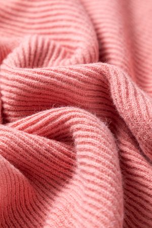 Women's Pink Ribbed Knit Poncho Sweater