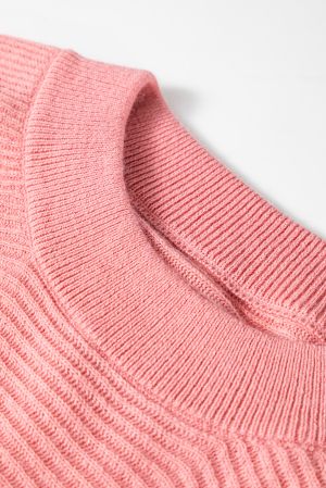 Women's Pink Ribbed Knit Poncho Sweater