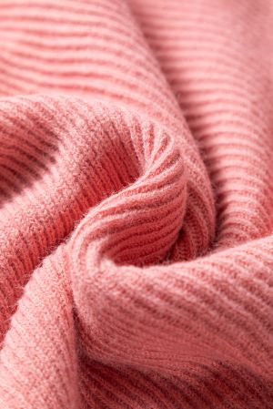 Women's Pink Ribbed Knit Poncho Sweater