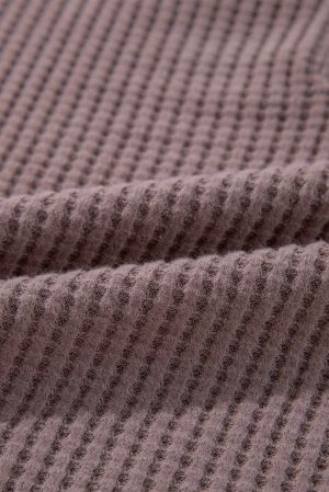 Women's Textured Knit Henley Long Sleeve Top, Ash Purple