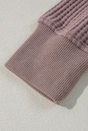 Women's Textured Knit Henley Long Sleeve Top, Ash Purple
