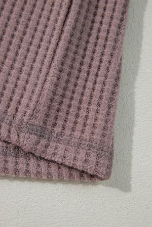 Women's Textured Knit Henley Long Sleeve Top, Ash Purple