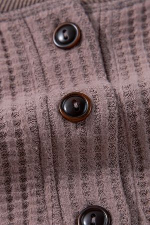 Women's Textured Knit Henley Long Sleeve Top, Ash Purple