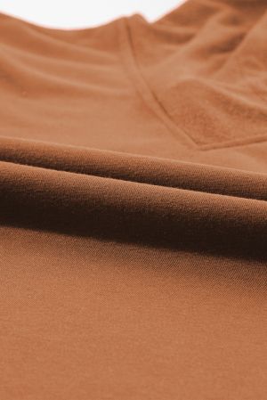 Women's Brown Hoodie with Contrast Sleeves, Patchwork Design
