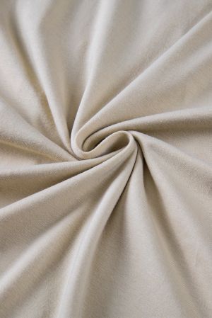 Women's Beige Long Sleeve Top with Asymmetric Seam Detail