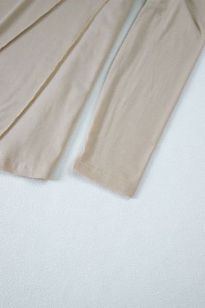 Women's Beige Long Sleeve Top with Asymmetric Seam Detail