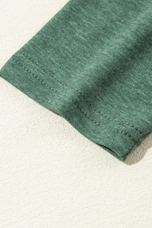 Women's Green Long Sleeve Top with Asymmetric Seam Detail