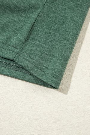 Women's Green Long Sleeve Top with Asymmetric Seam Detail