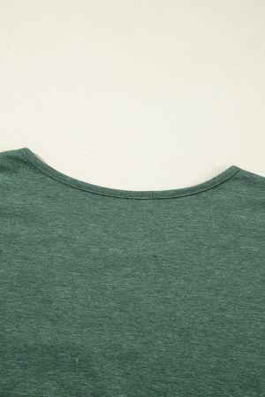 Women's Green Long Sleeve Top with Asymmetric Seam Detail