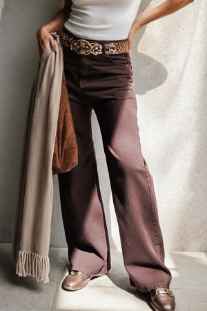 Women’s Coffee Brown High Waist Straight Jeans