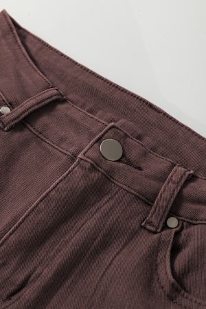Women’s Coffee Brown High Waist Straight Jeans