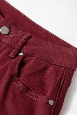 Women’s Wine Red High Waist Straight Jeans