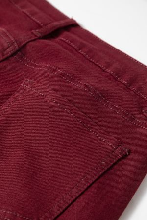 Women’s Wine Red High Waist Straight Jeans