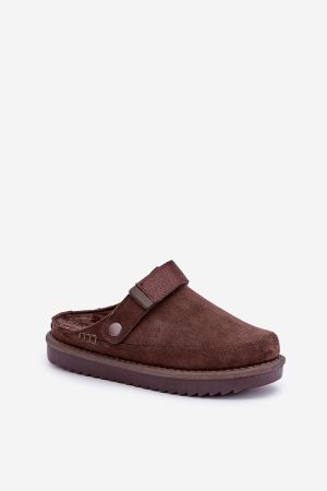 Women’s Brown Eco Suede Platform Slippers with Warm Lining