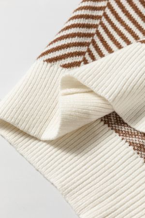 Parchment Solid Textured Knit Split Cuff Drop Shoulder Loose Sweater